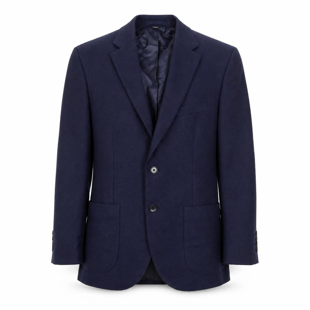 Front view of Marks & Spencer men’s blue polyamide jacket suit jacket, size 38, regular