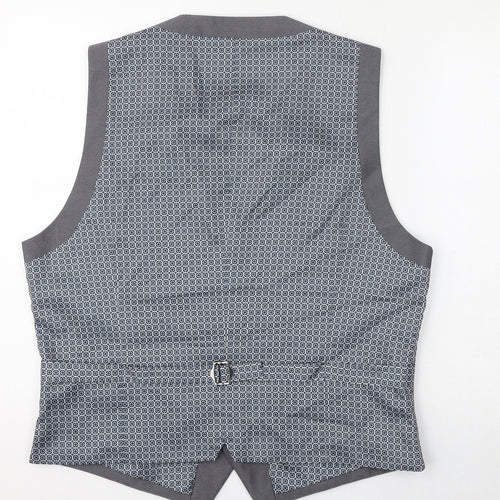 Burton Mens Grey Polyester Jacket Suit Waistcoat Size L Regular