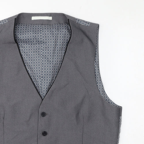 Burton Mens Grey Polyester Jacket Suit Waistcoat Size L Regular