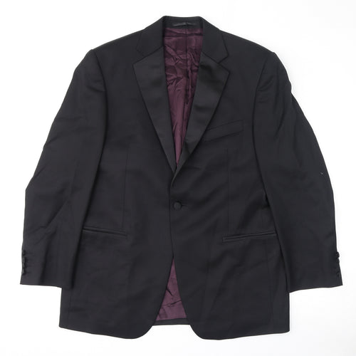 Pierre Cardin Mens Black Wool Tuxedo Suit Jacket Size 44 Regular