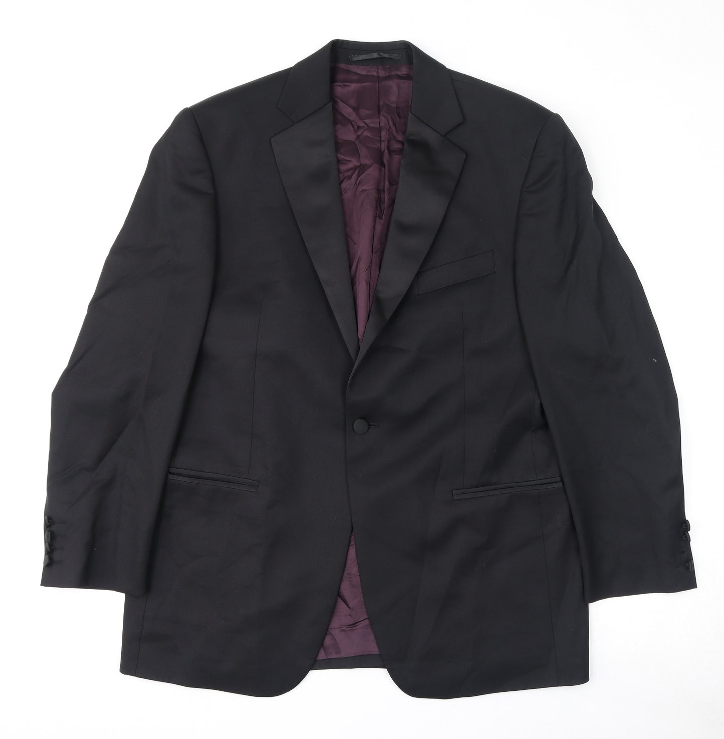 Pierre Cardin Mens Black Wool Tuxedo Suit Jacket Size 44 Regular