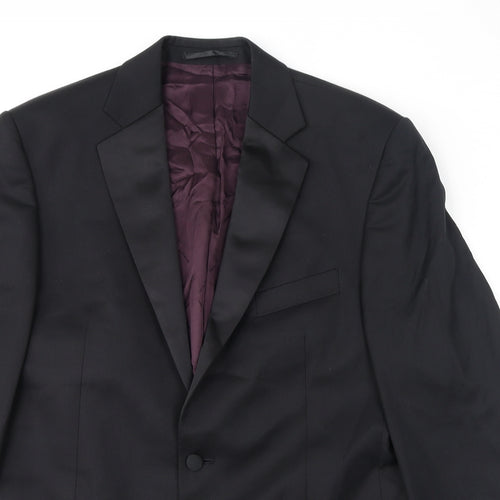 Pierre Cardin Mens Black Wool Tuxedo Suit Jacket Size 44 Regular