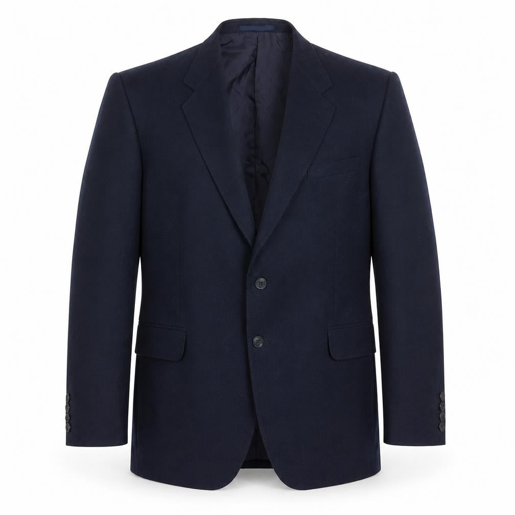 Front view of St Michael men’s blue polyester jacket suit jacket, size 44, regular