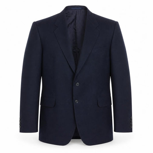 Front view of St Michael men’s blue polyester jacket suit jacket, size 44, regular
