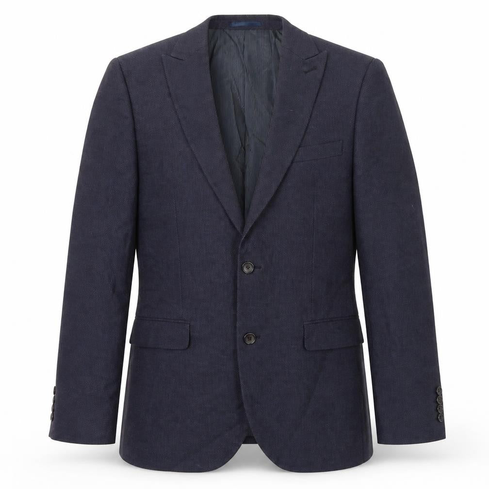 Front view of Next men’s blue polyester jacket suit jacket, size 40, regular