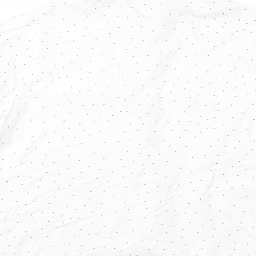 Zara Womens White Polka Dot Viscose Basic Button-Up Size M Collared