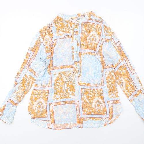 Numph Womens Multicoloured Geometric Viscose Basic Button-Up Size 10 V-Neck