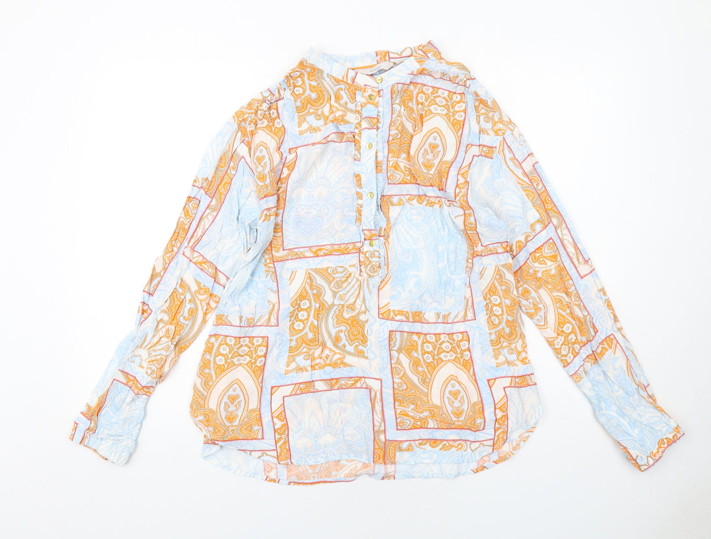 Numph Womens Multicoloured Geometric Viscose Basic Button-Up Size 10 V-Neck