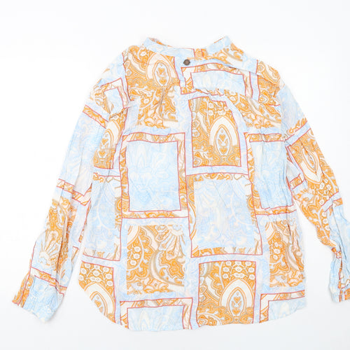 Numph Womens Multicoloured Geometric Viscose Basic Button-Up Size 10 V-Neck