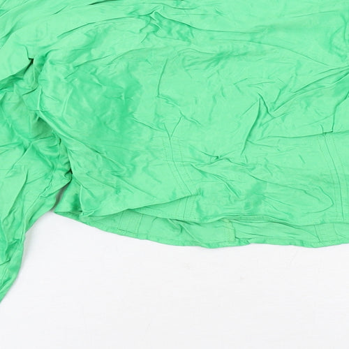 Zara Womens Green Viscose Basic Blouse Size S V-Neck