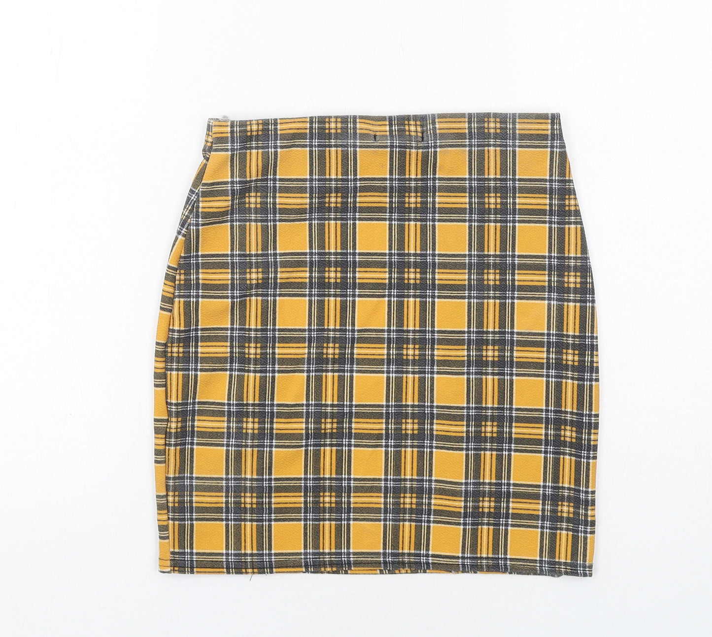 Nasty Gal Womens Yellow Plaid Polyester A-Line Skirt Size 10