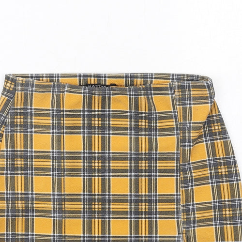Nasty Gal Womens Yellow Plaid Polyester A-Line Skirt Size 10