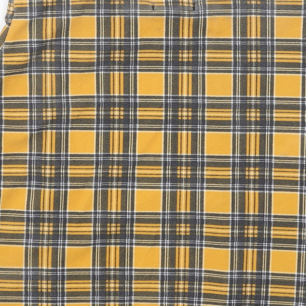 Nasty Gal Womens Yellow Plaid Polyester A-Line Skirt Size 10