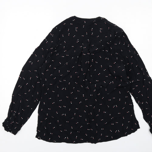 Crew Clothing Womens Black Polka Dot Viscose Basic Button-Up Size 14 Round Neck