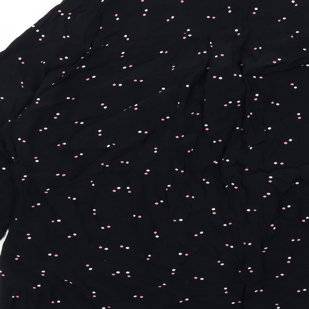 Crew Clothing Womens Black Polka Dot Viscose Basic Button-Up Size 14 Round Neck