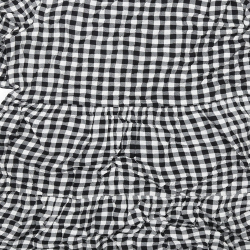 Izabel London Womens Black Plaid Viscose Basic Blouse Size 10 Round Neck