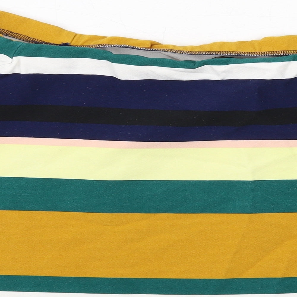 Zara Womens Multicoloured Striped Polyester Cropped Tank Size M Round Neck