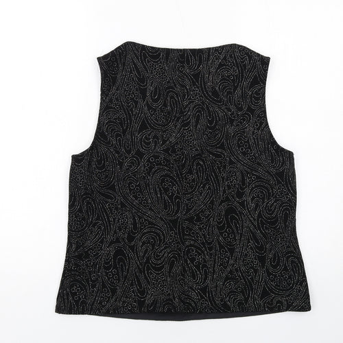 Marks and Spencer Womens Black Acetate Basic Tank Size 18 V-Neck