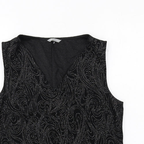 Marks and Spencer Womens Black Acetate Basic Tank Size 18 V-Neck