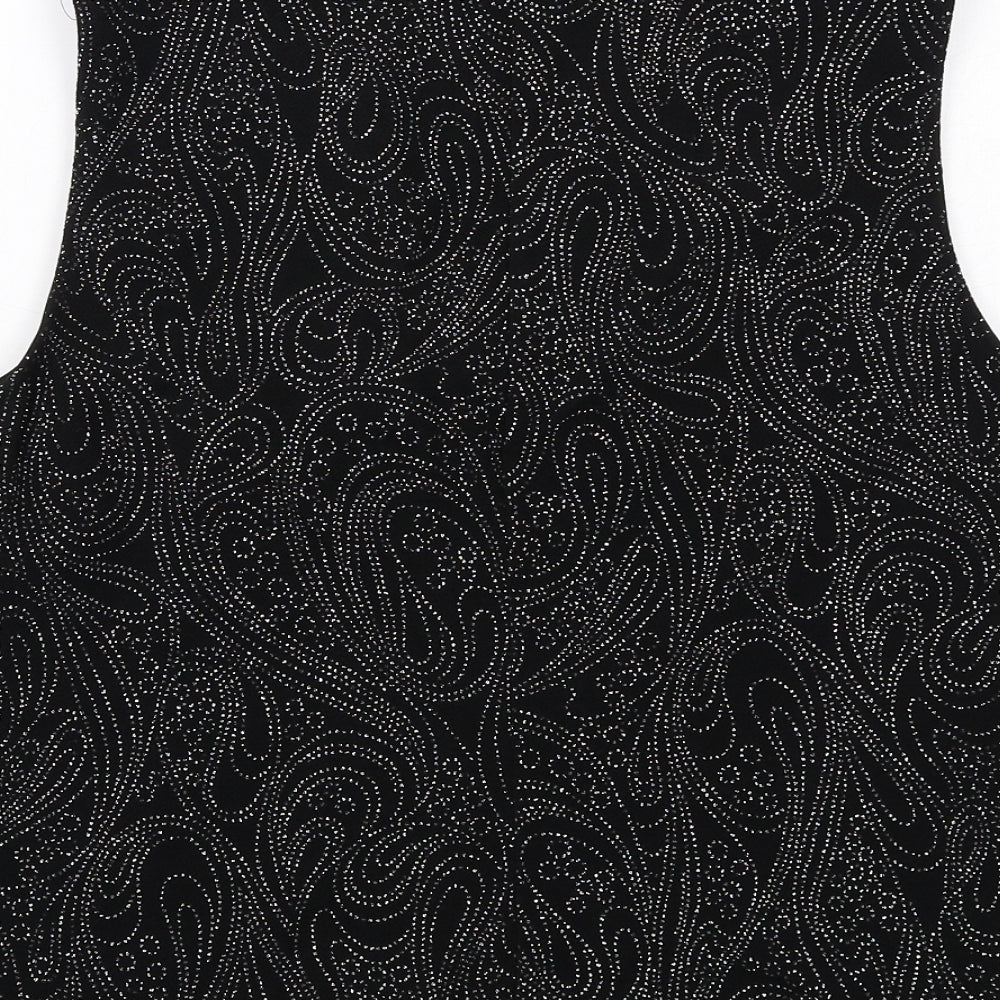 Marks and Spencer Womens Black Acetate Basic Tank Size 18 V-Neck