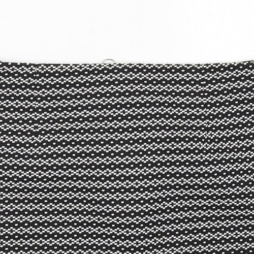 New Look Womens Black Geometric Polyester A-Line Skirt Size 12 Zip