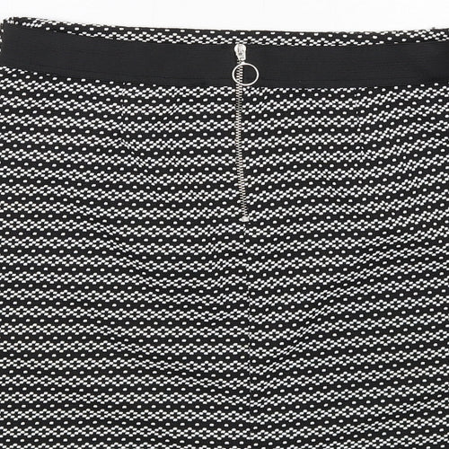 New Look Womens Black Geometric Polyester A-Line Skirt Size 12 Zip