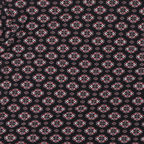 Anne Klein Womens Black Geometric Polyester Basic Blouse Size L V-Neck