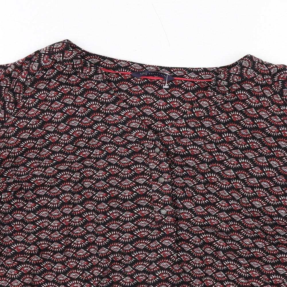 Marks and Spencer Womens Black Geometric Viscose Basic Blouse Size 16 V-Neck