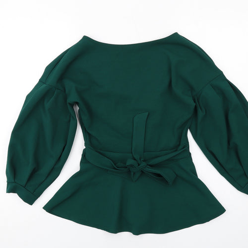 Quiz Womens Green Polyester Basic Blouse Size 12 V-Neck