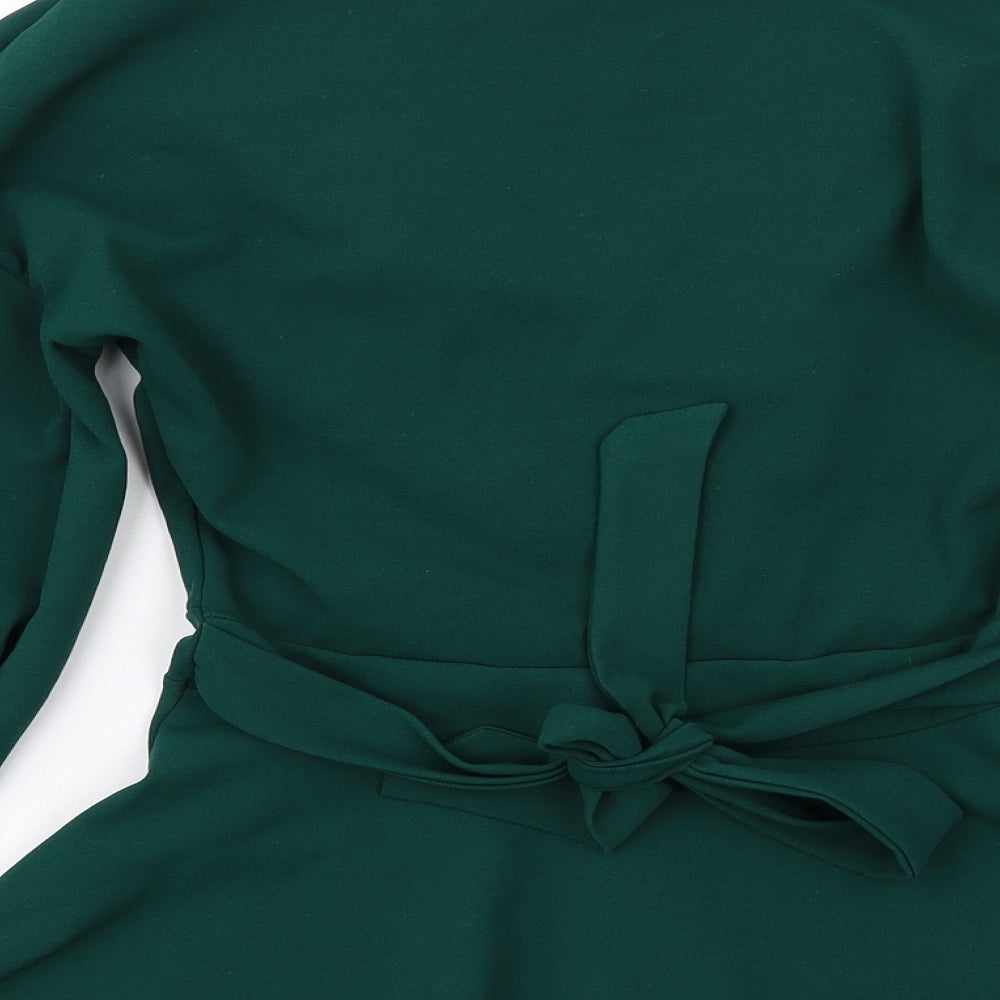 Quiz Womens Green Polyester Basic Blouse Size 12 V-Neck