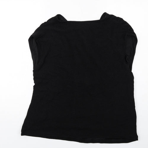 Marks and Spencer Womens Black Polyamide Basic Blouse Size 24 V-Neck