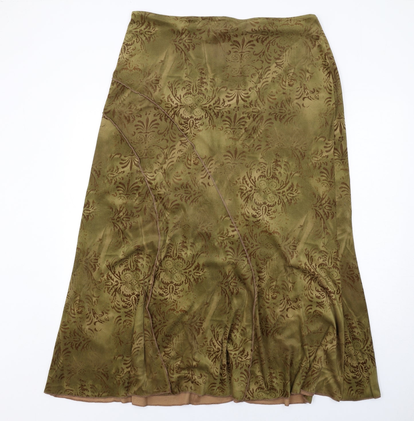 Per Una Womens Green Geometric Polyester Swing Skirt Size 18
