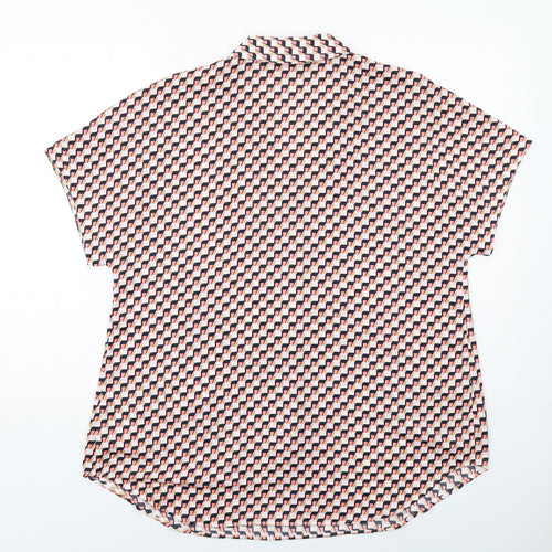 Marks and Spencer Womens Multicoloured Geometric Polyester Basic Button-Up Size 12 Collared