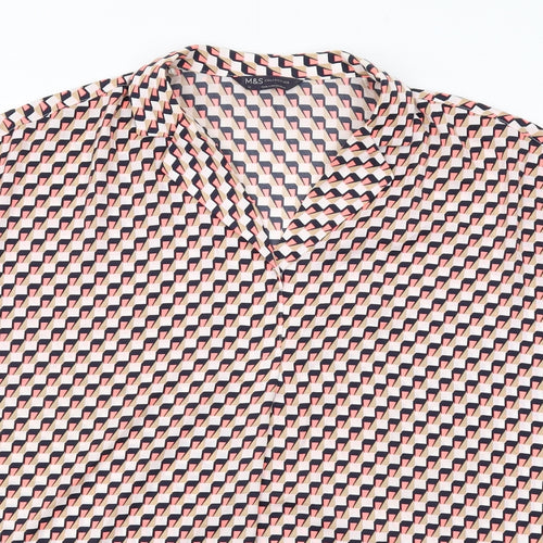 Marks and Spencer Womens Multicoloured Geometric Polyester Basic Button-Up Size 12 Collared