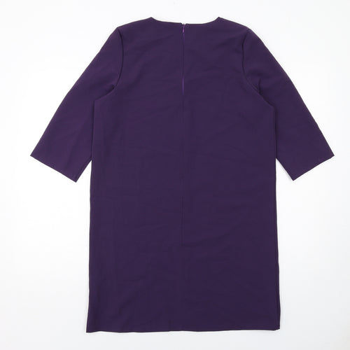 Boohoo Womens Purple Polyester Shift Size 8 Boat Neck Zip