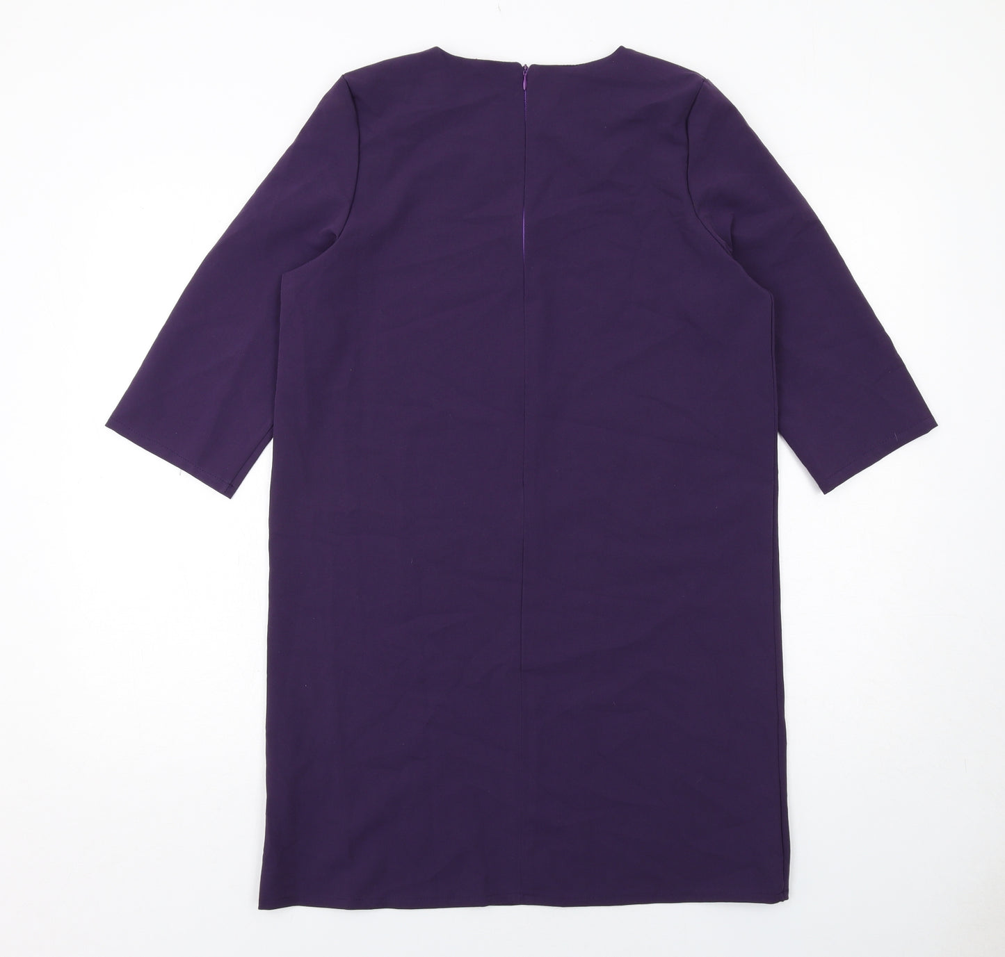 Boohoo Womens Purple Polyester Shift Size 8 Boat Neck Zip