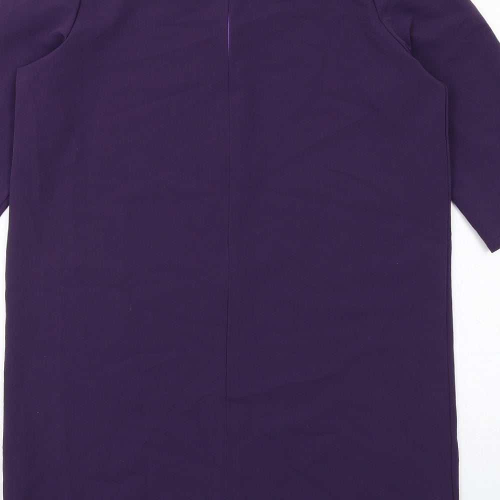 Boohoo Womens Purple Polyester Shift Size 8 Boat Neck Zip