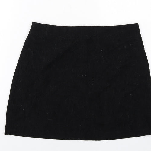 Reclaimed Vintage Womens Black Polyester A-Line Skirt Size 14 Zip