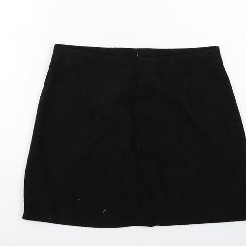 Reclaimed Vintage Womens Black Polyester A-Line Skirt Size 14 Zip