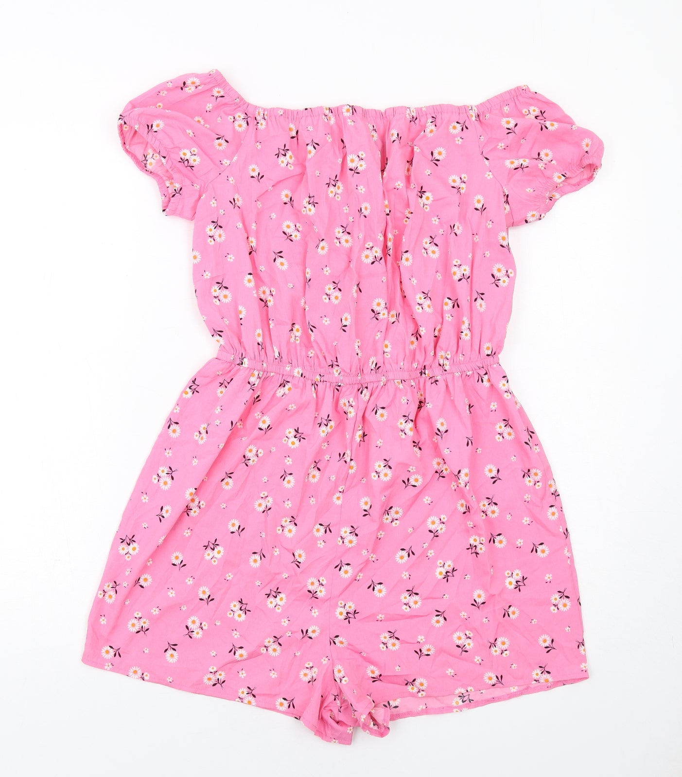 New Look Girls Pink Floral Polyester Playsuit One-Piece Size 15 Years Pullover