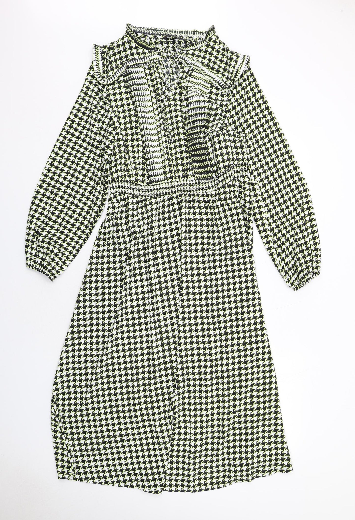 Marks and Spencer Womens Multicoloured Houndstooth Polyester Trapeze & Swing Size 16 Round Neck Pullover