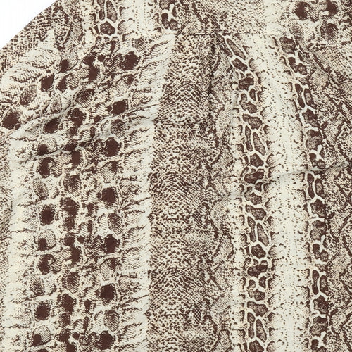 PRETTYLITTLETHING Womens Beige Animal Print Polyester Basic Button-Up Size 10 Collared - Snake Skin Pattern