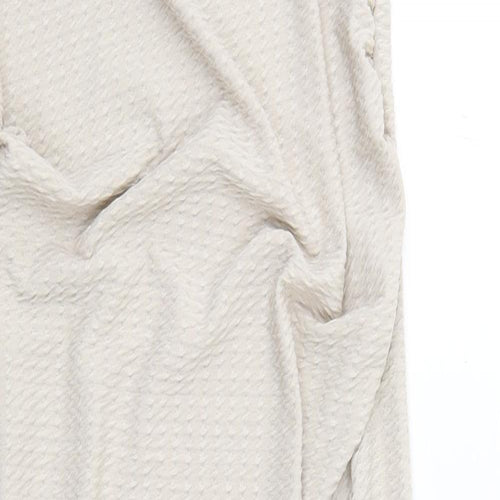 PRETTYLITTLETHING Womens Beige Polyester A-Line Size 8 Off the Shoulder Pullover