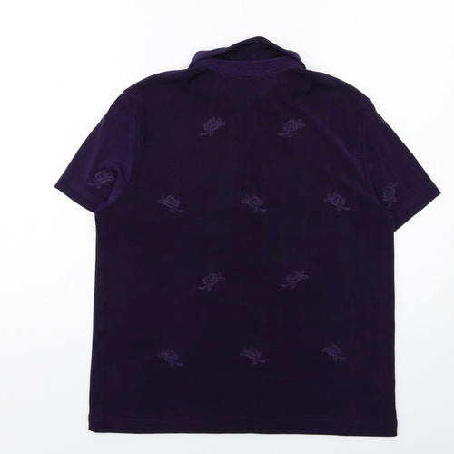 Together Womens Purple Floral Polyester Basic Polo Size 14 Collared