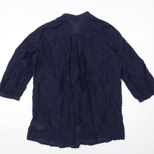 Marks and Spencer Womens Blue Cotton Basic Button-Up Size 14 V-Neck