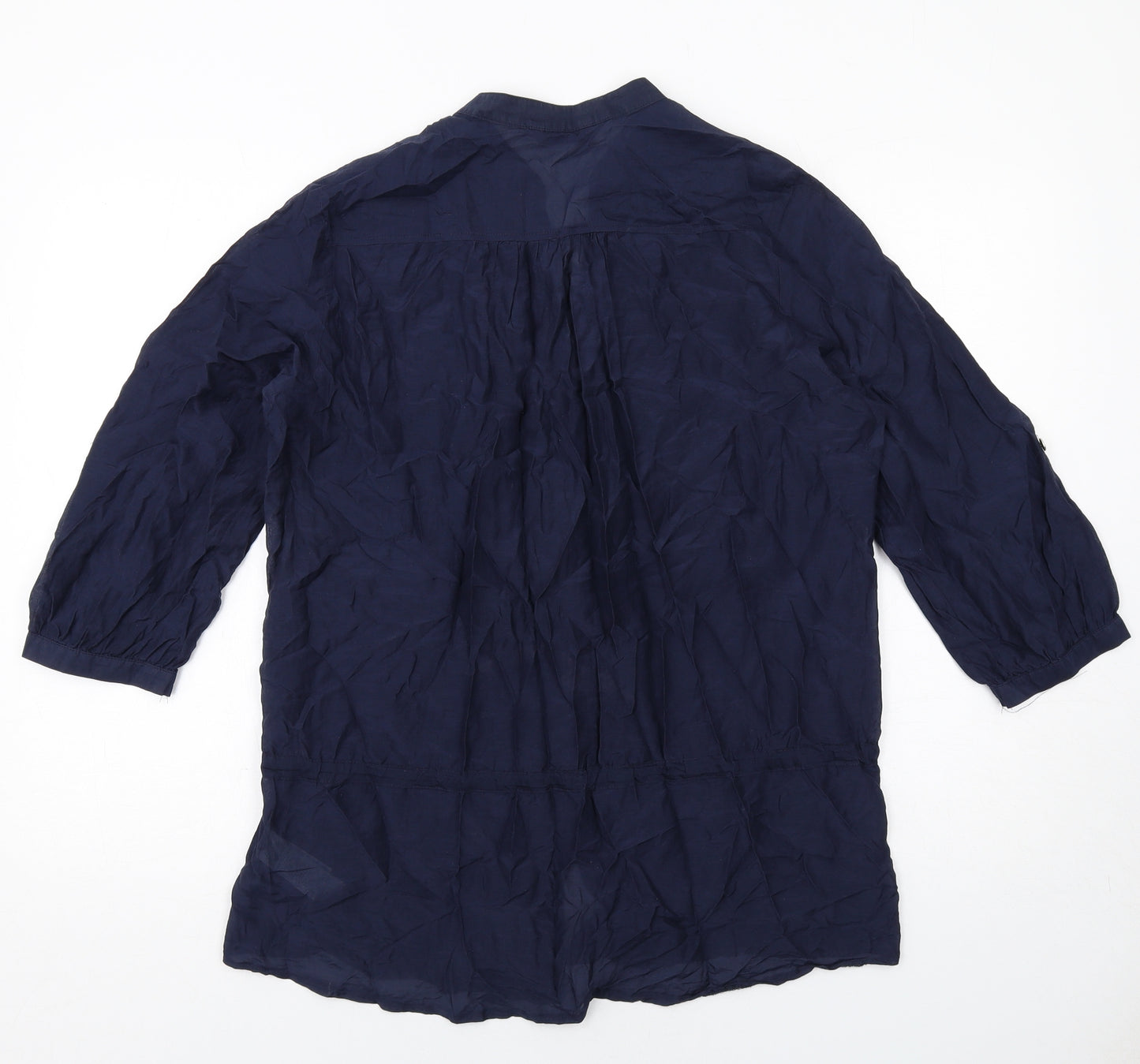 Marks and Spencer Womens Blue Cotton Basic Button-Up Size 14 V-Neck
