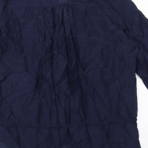 Marks and Spencer Womens Blue Cotton Basic Button-Up Size 14 V-Neck