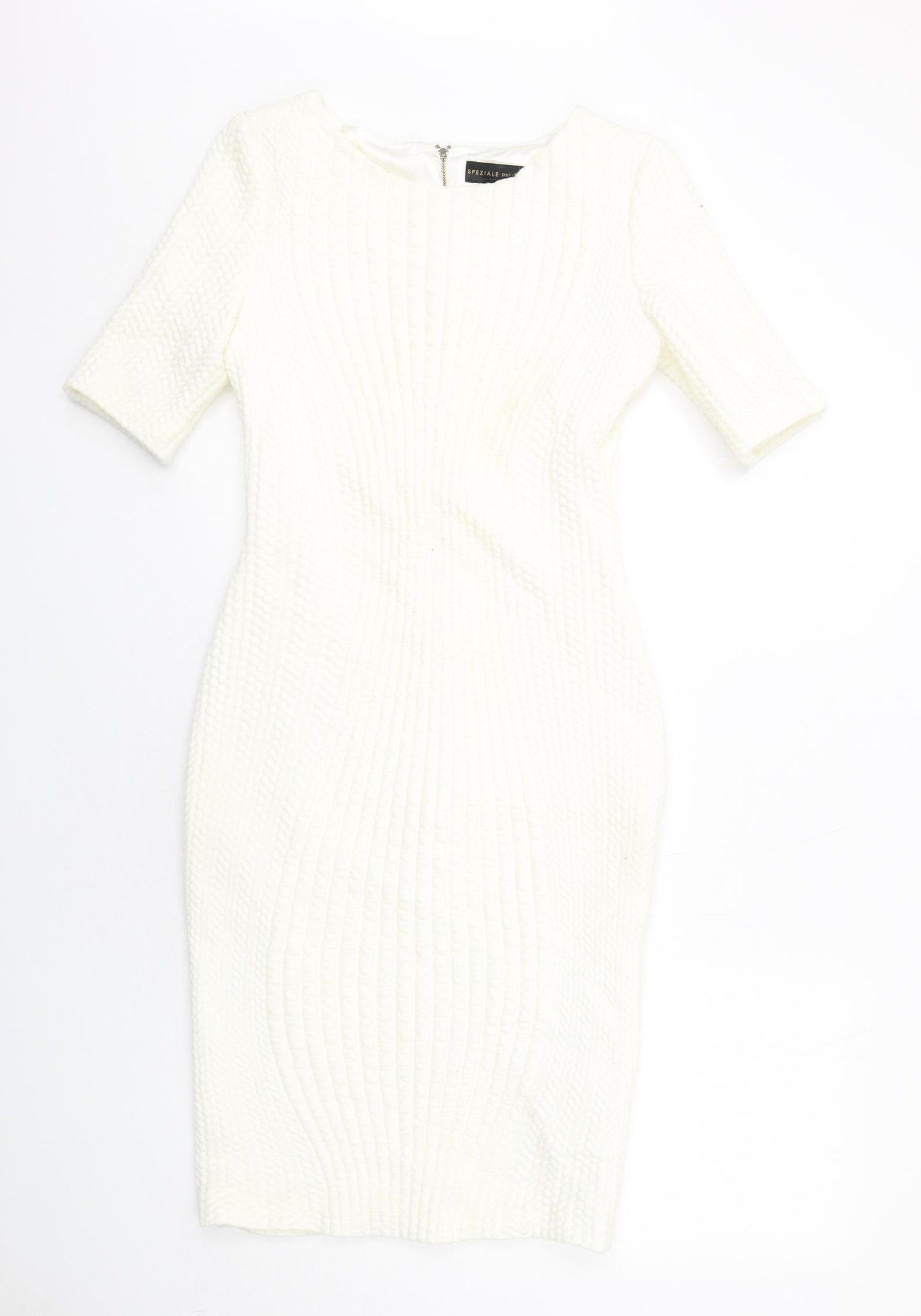 Per Una Womens Ivory Acrylic Bodycon Size 12 Round Neck Zip