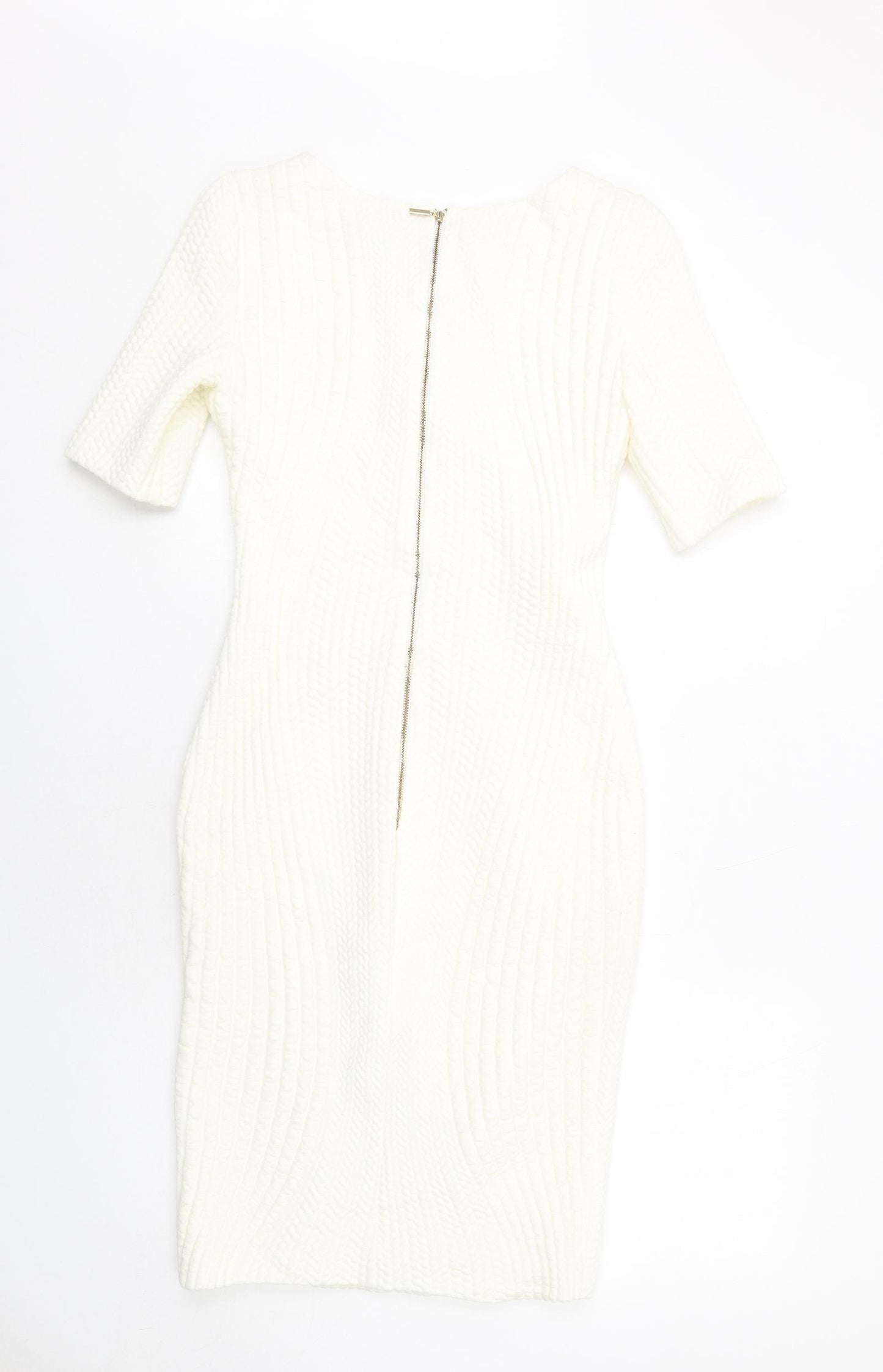 Per Una Womens Ivory Acrylic Bodycon Size 12 Round Neck Zip