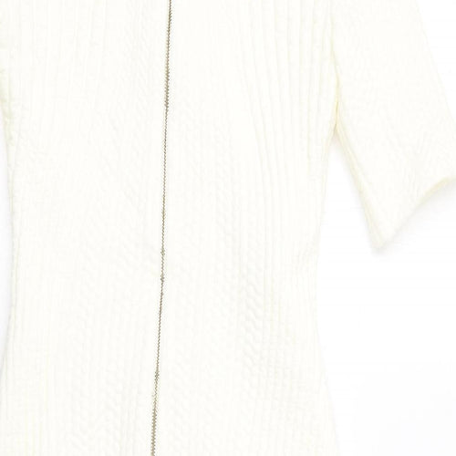 Per Una Womens Ivory Acrylic Bodycon Size 12 Round Neck Zip